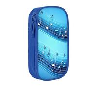 Pratico astuccio con stampa di note musicali blu cielo multi-scomparto ufficio viaggi scuola arte forniture quotidiane, Blu, Taglia unica, Con tasca per il