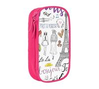 Pratico astuccio con stampa Tour Eiffel di Parigi francese, multi-scomparto, per ufficio, viaggi, scuola, arte e uso quotidiano, rosa, Taglia unica, Con tasca per il