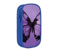 Pratico astuccio con stampa viola con farfalle, multi-scomparto, per ufficio, viaggi, scuola, arte e uso quotidiano, Blu, Taglia unica, Con tasca per il