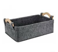 Pratico cestino portatile in feltro con manici in legno di pino, per tenere in ordine vestiti del bambino, giocattoli, coperte e libri in qualsiasi stanza (M grigio)