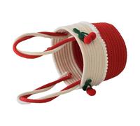 Pratico cesto in corda di cotone robusto, realizzato a mano, con design a ciliegie, accessorio per la casa e per uso quotidiano decorativo