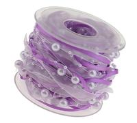 Pratico fiocco in organza bianco da 10 m con perle per artigianato e decorazione di nozze Z10 mm