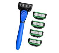 Pratico Rasoio Manuale Degli Uomini Con Manico In Gomma 7 Strati Blading Uomo Grooming Tool 5 Ulteriore Lama Incluso Rasoio Manuale Per Gli Uomini
