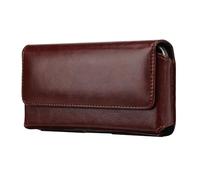 Pratico Resistente all'usura PU Vita Supporto Del Telefono Regolabile Clip Da Cintura Ergonomico per Outdoor Pendolarismo Viaggio Borse Ergonomiche Vita, Borsa orizzontale Marrone, 3XL