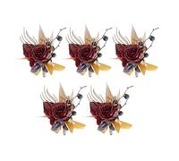Pratico set fiori all ' occhiello con polverosa per sposi e testimoni dello sposo, 5 spille per corpetti in seta per spilla fiori seta per la celebrazione del matrimonio
