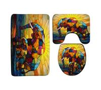 Pratico Tappeto da Cucina Stained Glass Vintage Boho Elephant Sunshine Modern Abstract Art Zerbini per esterni Indietro 40×60cm per Terrazzo,Doccia,Corridoio