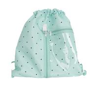 Pratico zaino stile anime con coulisse e design a pois, zaino casual per un uso efficiente in viaggio, zaino dei cartoni animati, verde