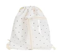 Pratico zaino stile anime con coulisse e design a pois, zaino casual per un uso efficiente in viaggio, zaino dei cartoni animati, bianco