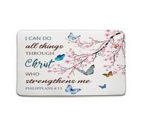 Pratico Zerbini per esterni Cherry Flower Butterfly Inspirational Quotes Spring Rustic Flower Asian Japanese Tappeto per porta d'ingresso Tappetino Doccia 40×60cm per Ufficio,Cucina,Corridoio