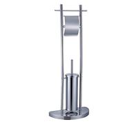 PraTiKo Life Piantana Porta Rotolo e Porta Scopino Acciaio Piantana WC Porta Carta Igienica, Accessori Bagno