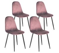 PraTiKo Life Set di 4 Sedie Sala da Pranzo in Velluto Morbido Sedia da Cucina Moderna Imbottita Schienale ergonomico Poltroncina con Gambe in Metallo Nero Resistente Sedia Moderna (Rosa Antico)