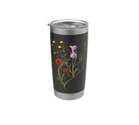 Prato di fiori selvatici, design botanico Bicchiere termico in acciaio inox doppia parete