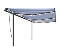 Prato & Giardino-Outdoor Living-Finestra & Porta Tende - Tenda manuale retrattile con LED 6x3,5 m Blu e Bianco