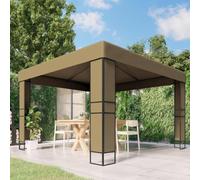 Prato & Giardino - Soggiorno all'aperto-Strutture per esterni-Baldacchini e gazebo-Gazebo con doppio tetto 3x3x2,7 m Taupe 180 g/m