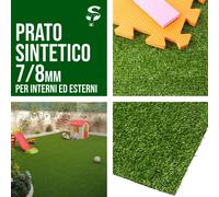 Prato sintetico 7/8mm calpestabile finta erba tappeto manto giardino esterno STI