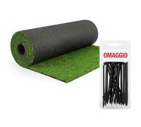 Prato Sintetico 7 mm - Rotolo Altezza 1 m - Erba Finta per Esterni e Interni, Balconi e Giardini - Tagliabile, Drenante e Facile da Posare - OMAGGIO 20 Picchetti Fissaggio - LEMAG SRL (Verde, 6 M)