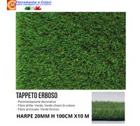 PRATO SINTETICO Rotolo H 100cm X10 Metri HARPE 20MM Erba Effetto Realistico Verd