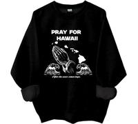 Pray For Hawaii After The Wave Comes Hope Sweatshirt, maglietta di avvertimento orologio tsunami, camicie dopo l'onda arriva speranza, Nero , S