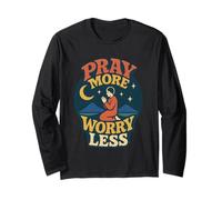 Pray More Worry Less Philippians 4:6 Versetto della Bibbia Cristiana Maglia a Manica