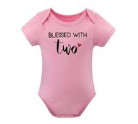 Prayed One Blessed Two Twin Outfits For Boy And Girl Newborn Twins Baby Items Must Haves Body, Rosa-stile-1, 9 mesi