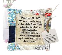 Prayer Quilt, Coperta Preghiera Fatta A Mano Sottile, Piazza Piazza Preghiera, Coperte Colorate Vintage Piazze Preghiera Trapunte Con Poesie Simboliche E Croce Di Legno