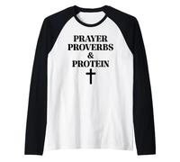 Prayer Warrior Proverbs & Protein Shakes Jesus Weights Faith Maglia con Maniche Raglan