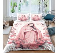 prayer womanSet Di Copripiumino microfibra morbida 2 Pezzi stampa 3D con cerniera religious art style copripiumino con federe soffice ultra morbido for ragazze Single（135x200cm）