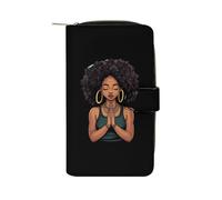 Praying Black Woman Afro Womens PU Leather Wallet Long Purse Clutch Organizer per Ufficio Viaggio