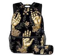 Praying Hands Stay Ahead of The Trends, set di 2 zaini con zaino di grande capacità e astuccio, Multicolore#05, B:29.4x20x40cm P:19x7.5x3.8cm, Zaini Daypack