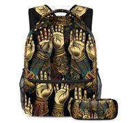 Praying Hands Stay Ahead of The Trends, set di 2 zaini con zaino di grande capacità e astuccio, Multicolore#07, B:29.4x20x40cm P:19x7.5x3.8cm, Zaini Daypack
