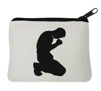 Praying On Your Knees - Portamonete in neoprene, 10 x 11 cm, colore: Bianco