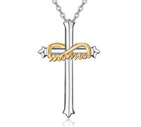 praymos Collana con croce in argento Sterling 925, per donne e ragazze, con pietra di luna turchese crocifisso, collana ispiratrice per donne, regalo per lei, Medio, Pietra, Turchese sintetico