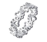 PRAYMOS Hundering, anello per pollice in argento Sterling 925, per donne, animali domestici, cuccioli, gatti, impronte di zampe, anelli di fidanzamento, misura 5-13, CZ Pfotenabdruck Ring 5, Argento