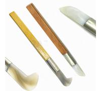 PRAZTECH Combo 2 pezzi pietra naturale 100% agata brunitore gioiellieri strumento - fiamma hockey e bordi coltello | argilla metallica | applicare tono oro argento lamina di metallo | facile da usare