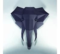 PRDECE Creativity Elephant Animal Paper Model Wall Decor 3D Decoration Head, Geometric Paper Craft Origami, Not a Finished Model (Black)