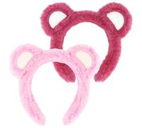 Prdingfy Cerchietto per capelli con orecchie di orso, per trucco, cosplay, feste in costume, lavaggio viso, donna, confezione da 4