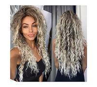 Pre-depilate 26 pollici Parrucca Biondo Cenere Parrucche Sintetiche Capelli Ricci Lunghi for Donne Acconciatura Ombre Fluffy Onda Costume Festa di Carnevale Riccia Regolare Adatte ai principianti
