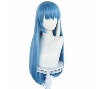 Pre-depilate Parrucca cosplay lunga e diritta blu cielo con frangia, estremità dei capelli abbottonate, versatile for l'uso quotidiano Adatte ai principianti