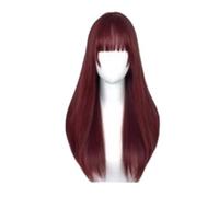 Pre-depilate Parrucca rossa lunga for capelli lisci for donna, acconciatura a testa piena, frangia ordinata Adatte ai principianti