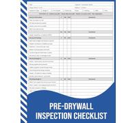 Pre-Drywall Inspection Checklist: Rough-In and Framing Inspection Record for Residential Construction Projects.
