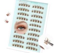 Pre Glued Eyelashes Brown Ciuffetti Ciglia Extension Ciglia Volume Pre Glued Individual Lashes C Curl 7-12mm Volume Stick On DIY at Home Lightweight and Comfortable by Obeyalash(Brown)