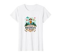 Pre-K Adventure Boy, Esploratore all'aperto in Cerca di Natura Selvaggia Maglietta, Donna, Bianco, XL