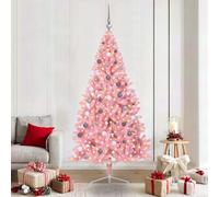 Pre-Lit Pink Artificial Christmas Tree, 210 cm, PVC, bianco caldo, elegante forma a cone, resistente ai raggi UV, stabile, decorazione per interni ed esterni