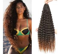 Pre Looped Micro Curly Crochet Hair 8 Packs Brazilian Afro Kinky Crochet Hair Black Braiding Hair Extensions Deep Wave Synthetic Mini Senegalese Twist Hair For Boho (1B/30, 30 Inch (Pack of 8))