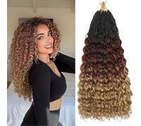 Pre Looped Ocean Wave Crochet Hair 8 Pack Boho Ocean Braids Short Curly Crochet Hair Pre Twisted Synthetic Deep Wavy Crochet Hair for Women (1B/30/27, 18 pollici)