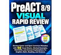 PreACT 8/9 Visual Rapid Review: Review Faster and Spot Common Mistakes with 98 Visual Sheets, Worked Examples, Mini Drills, and Answer Explanations for English, Math, Reading, and Science