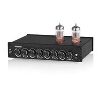 Preamplificatore equalizzatore a 7 bande, preamplificatore a valvole con ingressi e uscite XLR RCA - for sistemi HiFi stereo domestici, amplificatori, altoparlanti attivi, for auto(Black)