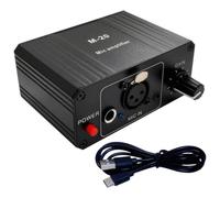 Preamplificatore microfono con alimentazione phantom da 48 V e batteria ricaricabile, amplificatore di guadagno microfono portatile per microfono dinamico o a condensatore, ingressi integrati da 3,5