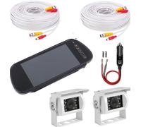 PREASSEMBLATO Kit retromarcia CAMPER 2 telecamere monitor HD Specchietto 12v 24v
