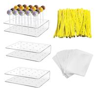 Prebarfun 3 Pezzi Supporto per Lecca Lecca Con 100 Colorato Bastoncini di Carta, 20 Buco Porta Lecca Lecca Carta, 20 Fori Supporto per Lecca-Pop, per Matrimoni Feste Di Compleanno Caramelle Deco